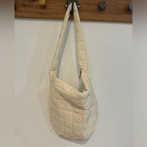 Cream Quilted Puffer Tote Bag